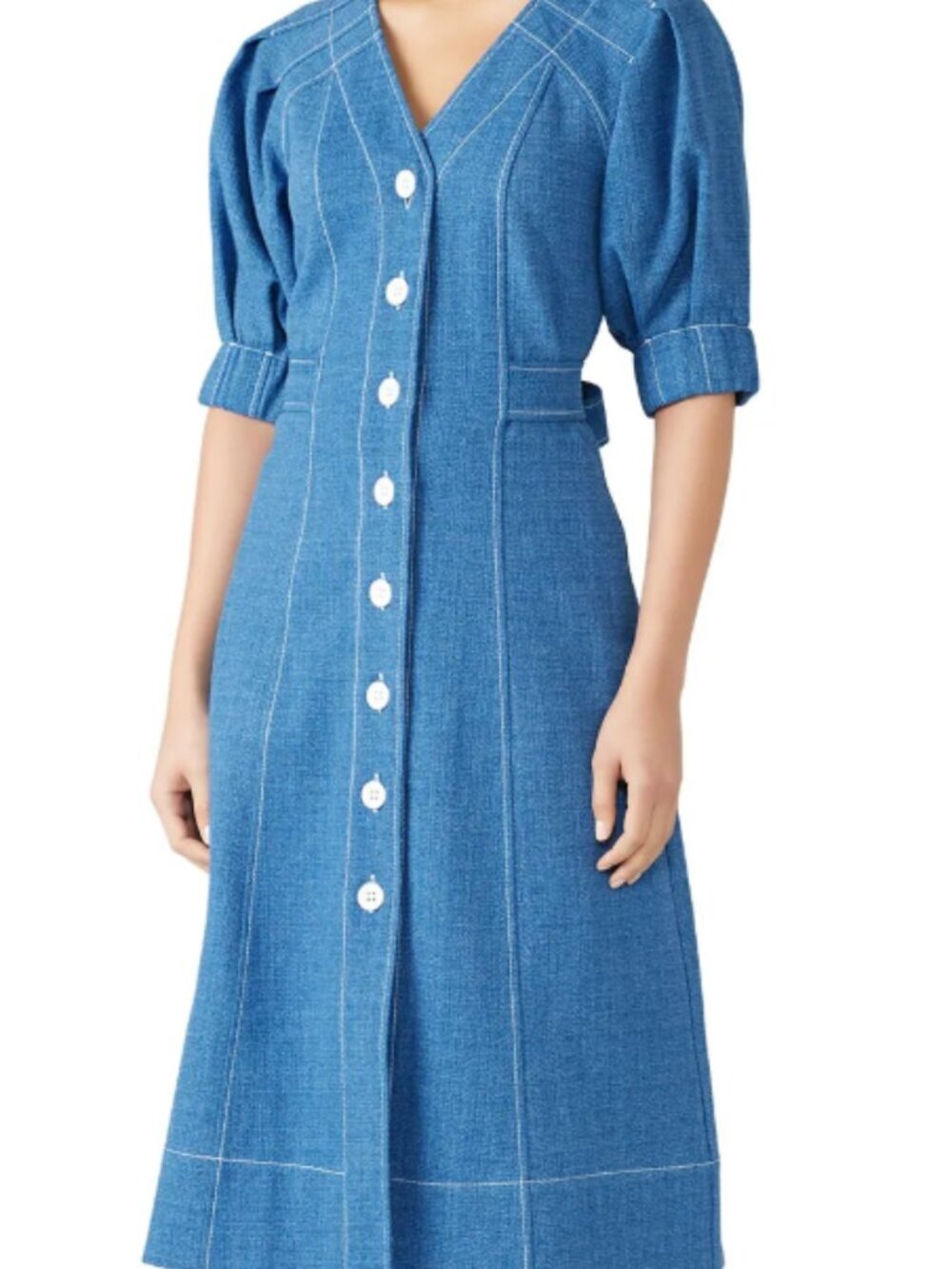 Perseverance London Denim Tie Back Midi Dress